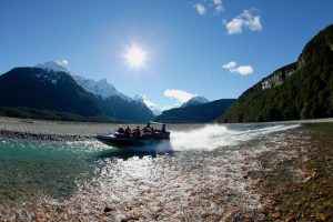 Dart River Jet, Glenorchy, New Zealand. Model released