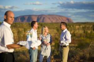 Uluru - friends enjoying the Sounds of Silence dinner - Luxury outback tour