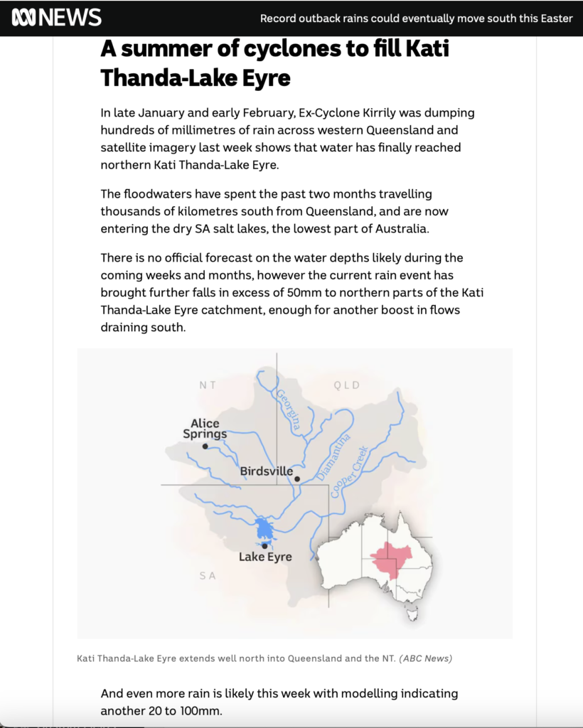 ABC News - Summer cyclones to fill Kati Thanda - Lake Eyre