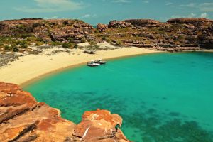 Groote Eylandt - day boats moored on a private beach - Luxury Private Australian Air Tour