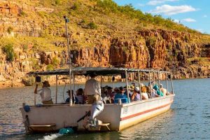 El Questro - cruising the Chamberlain Gorge with the colours of the Kimberley - Luxury Private Kimberley Air Tour