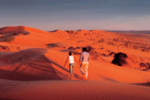 Big Red Sand Dunes – sunset in the Simpson Desert – luxury outback air tour