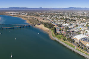 Port Augusta - aerial view with mountains in the background - South Australia