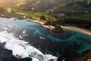 Norfolk Island - aerial of beaches and pine trees - luxury short breaks