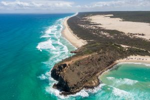 Fraser Island - aerial view of 75 Mile Beach - Luxury solo tours