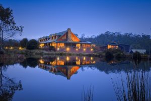 Cradle Mountain - Peppers Lodge lit up at night - Luxury short breaks Tasmania